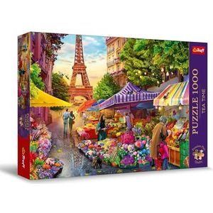 Trefl Premium Plus Quality - Puzzle Tea Time: Bloemenmarkt, Parijs - 1000 stukjes, Serie geschilderde nostalgische afbeeldingen, Perfect passende elementen, voor volwassenen en kinderen vanaf 12 jaar