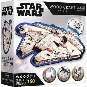 Trefl – Houten contourpuzzels: Star Wars, Millennium Valk – 160 stukjes, Wood Craft, Onregelmatige Vormen, 10 Figuurtjes, Moderne Puzzel Premium, voor Volwassenen en Kinderen vanaf 9 jaar