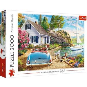 Trefl - Holiday Harbor - Puzzel 2000 stukjes - Honden, Zomer, Zeilboot, Moderne doe-het-zelf legpuzzel, Creatief Amusement, Klassieke puzzels met Dieren, voor Volwassenen en Kinderen vanaf 12 jaar