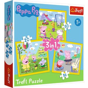 Trefl Peppa Pig - Vrolijke dag - 3 in 1 puzzel (20, 36 en 50 stukjes)