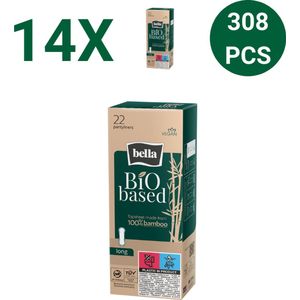 Bella Inlegkruisje Bio Based Long 100% Bamboo Vegan (22 stuks per verpakking), pak van 14, Biogebaseerd, milieuvriendelijk, gemaakt met bamboe, voordeelpakket Voordeelverpakking - 308 stucks