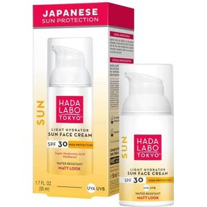 HADA LABO TOKYO Sun Face zonnecrème gezicht 50 ml 30 SPF UVA UVB - zonbescherming - sunscreen - dagcrème - hydrateert - voor de gevoelige huid