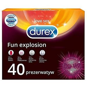 Durex Fun Explosion Condooms - Preventie die plezier geeft - verschillende soorten voor spannende diversiteit (40 stuks)