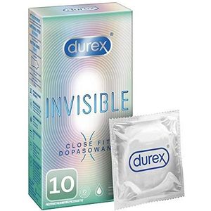 Durex Onzichtbare condooms – extra dunne condooms voor een intens gevoel tijdens de seks (Close Fit 10)