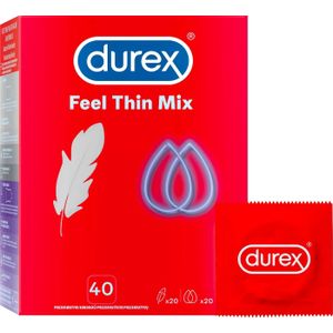 Durex Condooms - Thin Feel Mix - 40 Stuks (20st Thin Feel Extra Dun (Ultra) + 20st Thin Feel Extra Lube (Elite) - Discreet Verzonden - Met Kwantumkorting