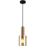 Italux Sardo - Moderne hangende hanglamp messing 1 licht met amber kap, E27