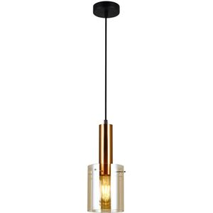 Italux Sardo - Moderne hangende hanglamp messing 1 licht met amber kap, E27