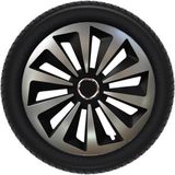 Wieldoppen - Zwart Grijs Chrome - Universeel - Set van 4