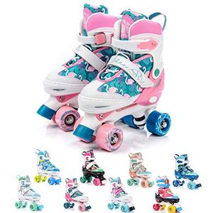 Rolschaatsen Voor Kinderen en Tieners - Verstelbare Inlineskates met elk 4 wielen - Comfortabele Retro Rolle Skates voor Meisjes en Jongens (Eden, L 39-42)