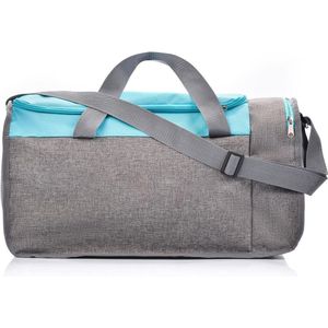 Sporttas voor dames, heren, kinderen, meisjes, tas, reistas, duffel, modern, fitness, fleece, vakantie, schoudertas, fitness, werk, kleine grote sporttas 20 of 40 liter, blauw/grijs melange