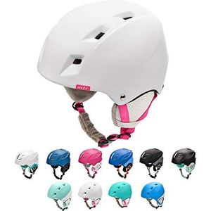 Skihelm voor Heren Dames Jongen Meisje Kid Kinderen - Verstelbaar Skiën Snowboard Sneeuwsport Winter Snowboardhelm (KIONA wit/roze, S 53-55 cm)