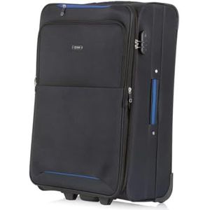 OCHNIK Grote koffer, softcase, materiaal: nylon, maat: L, afmetingen: 79 x 46,5 x 32 cm, inhoud: 89 liter, hoge kwaliteit, zwart, Large, Koffer