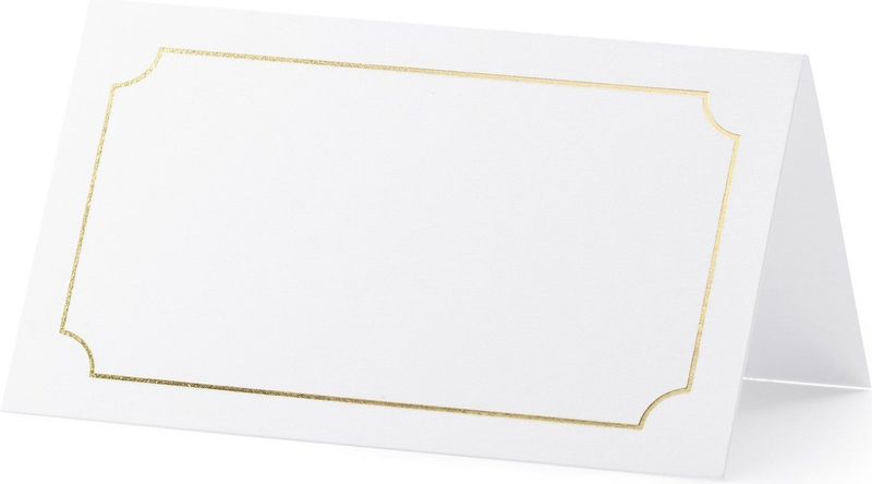 Naamkaartjes Wit Goud Lijst 9,5cm 10st