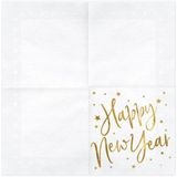 Happy New Year Servetten Wit 33cm 20st