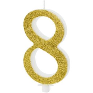 Kaars 8 Jaar Goud 10cm