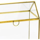 PartyDeco Enveloppendoos goud huisje - bruiloft - goud - glas/metaal - 13 x 21 cm