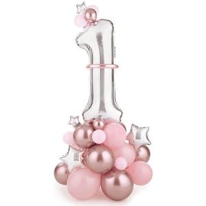 Ballonnen Set 1 Jaar Roze 1,4m