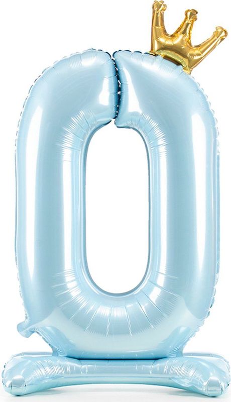 Folie Ballon Cijfer 0 Lichtblauw Standaard Leeg 84cm