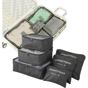 eCarla Packing Cubes – Set van 6 – Koffer organizer - packing cubes set – Inpak zakken – Travel bag 6 delig – Grijs