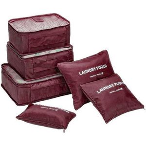 Koffer Organizer – Set van 6 – Travelsky packing cubes set – Inpak zakken – Travel bag 6 delig – Bordeaux