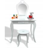 Kaptafel kind - met spiegel en kruk - 108x71x39,5 cm - wit