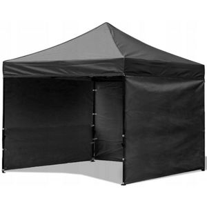 Partytent 3x3 m - zwart - waterdicht - met draagtas