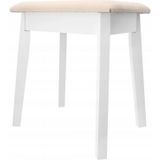 Kruk - voor kaptafel - massief hout - 38x28x47 cm - wit, beige