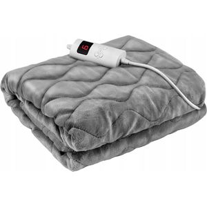 Elektrische Deken - Iso trade - Elektrische bovendeken - Warmte Deken - 2 Persoons - Timer - Grijs - 180x130cm