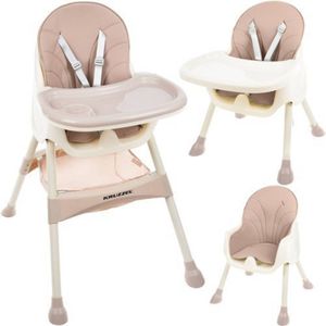 KRUZZEL Hoge stoel voor baby's verstelbare inklapbare tafel 5-punts riem 12060, kleur: roze