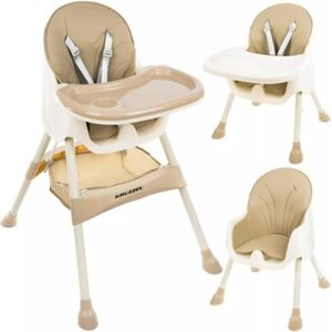 KRUZZEL Hoge stoel voor baby's verstelbare inklapbare tafel 5-punts riem 12060, kleur: beige