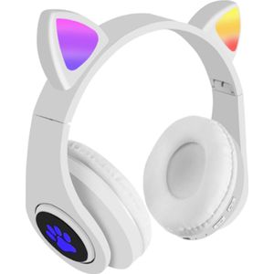 PV33 Draadloze Kinder Bluetooth 5.0 Hoofdtelefoon Cat-Ear - Wit