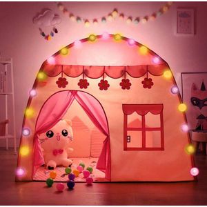 Speeltent XL met LED verlichting - Tent - Roze