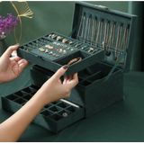 Soulima - Sieradenkist - Groen - Suède - Incl. Sleutel - 11 x 24 x 17 cm - Organizer