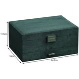 Soulima - Sieradenkist - Groen - Suède - Incl. Sleutel - 11 x 24 x 17 cm - Organizer