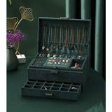 Soulima - Sieradenkist - Groen - Suède - Incl. Sleutel - 11 x 24 x 17 cm - Organizer