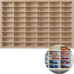 Kruzzel Houten Plank voor 54 Modelauto's - Perfect voor Elke Verzamelaar - Opbergkast - Voor kinderen en volwassenen