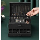 Soulima - Sieradenkoffer - Elegant - Ruim - Stof/Kunststof/Hout/Metaal