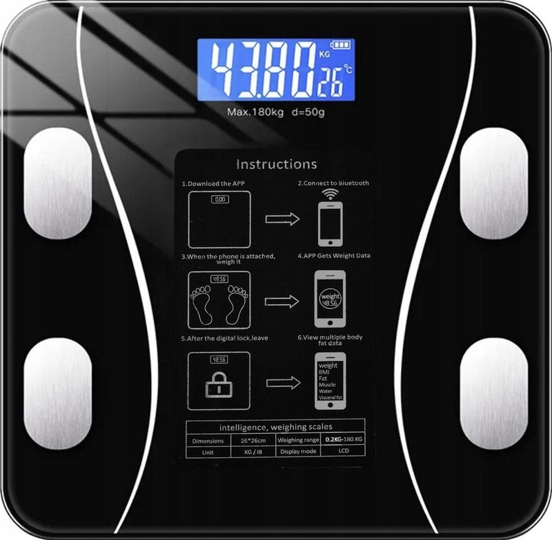 Ruhhy Analytische Badkamerweegschaal LCD - Volg Uw Gezondheid Precies - Max 180 kg