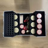 Grote cosmeticakoffer voor make-up lamp nagellak voetverzorgingskoffer 3D 22529, zwart zilver