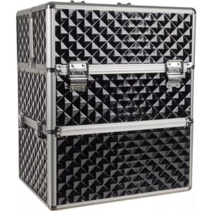 Soulima - Cosmetica Koffer XL - Zwart - Kunststof - Ruime Opbergmogelijkheden