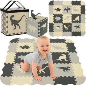 Relaxdays puzzelmat baby, 36-delig, speelmat met rand, dieren, foam