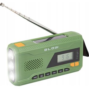Blow FM/AM Radio met Zaklamp, Powerbank, Solar en SOS – USB-A/USB-C – Noodradio – Groen