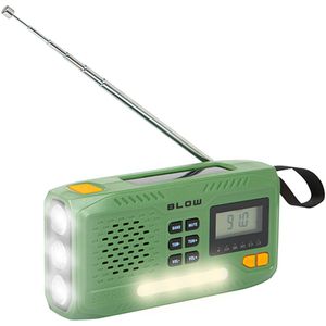 BLOW - Noodradio Solar Opwindbaar - Groen - 2A 5V - Met Zaklamp en SOS-Signaal