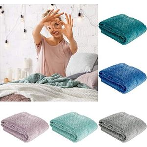 Design91 Cindy deken, knuffeldeken, zeer zacht en wollig, woondeken, deken, deken, microvezel, 70 x 160 cm, crème