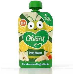 6x Olvarit Knijpfruit 6+m Peer & Banaan 100 gr