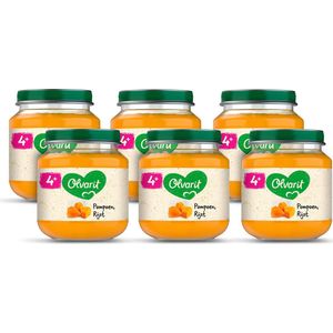 Olvarit Babymaaltijd 4+ Maanden – Pompoen Rijst – 6 x 125g