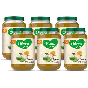 Olvarit Babymaaltijd 6+ Maanden – Spinazie Witvis Rijst – 6 x 200g
