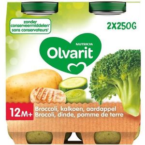 Olvarit | Groentepap Babyvoeding Vanaf 12 Maanden Kalkoen Broccoli Aardappel 2x250