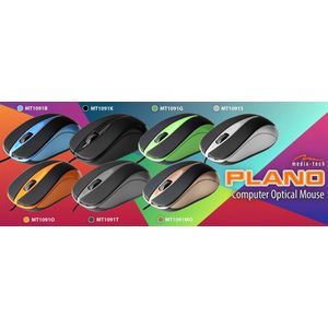 Media-Tech PLANO - Optical mouse 800 cpi, 3 buttons + scrolling wheel, USB interface