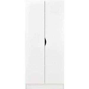 leomark Functionele kast van hout, Rome, met schuifdeuren, afmetingen: 70 x 42,5 x 161,5 cm, wit, kinderkast, voor kinderkamer, kinderkamer